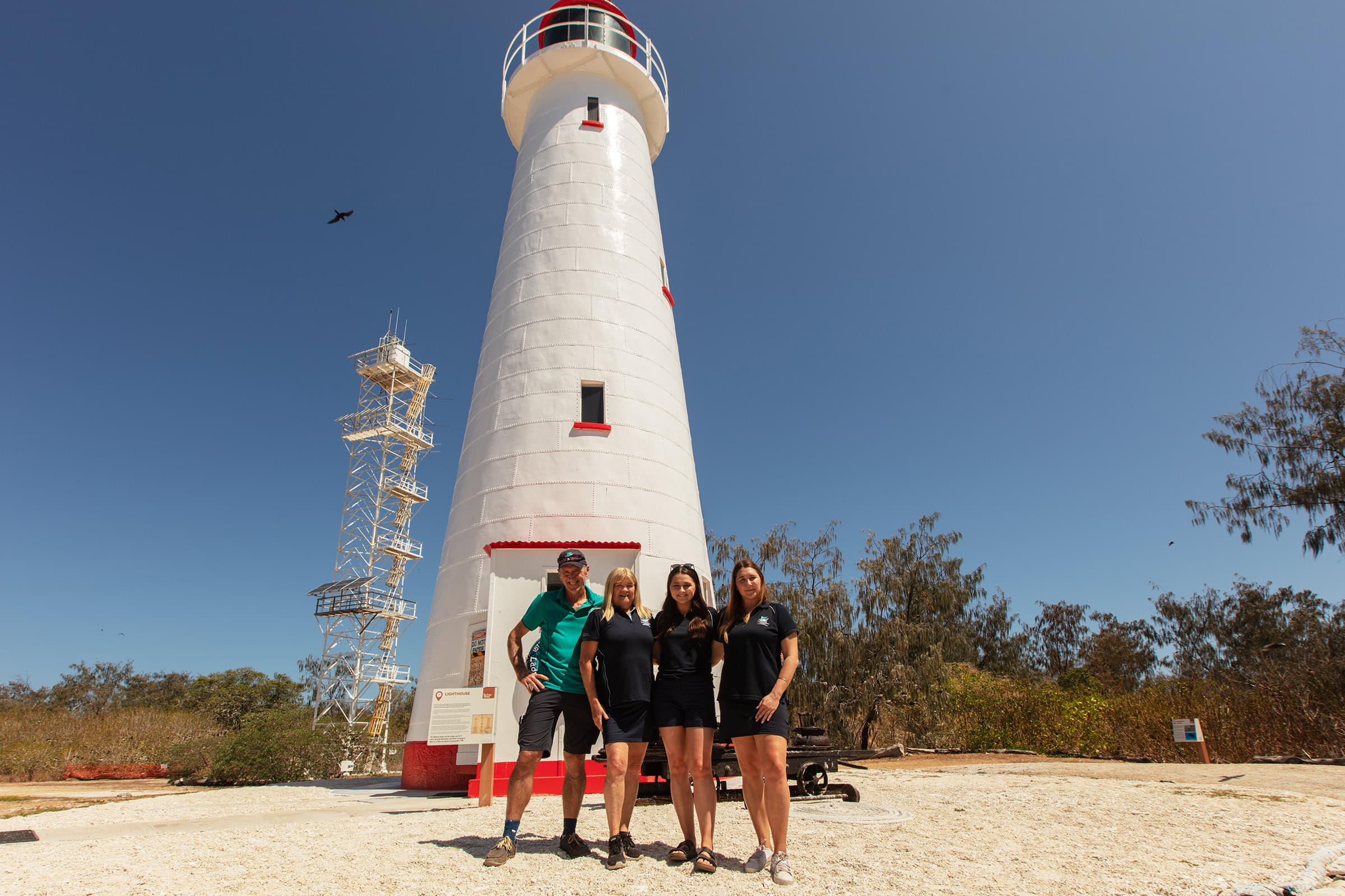 Peter, Julie, Amy and Chloe Gash in 2023 celebrating 150 years since the historic lighthouse was constructed.