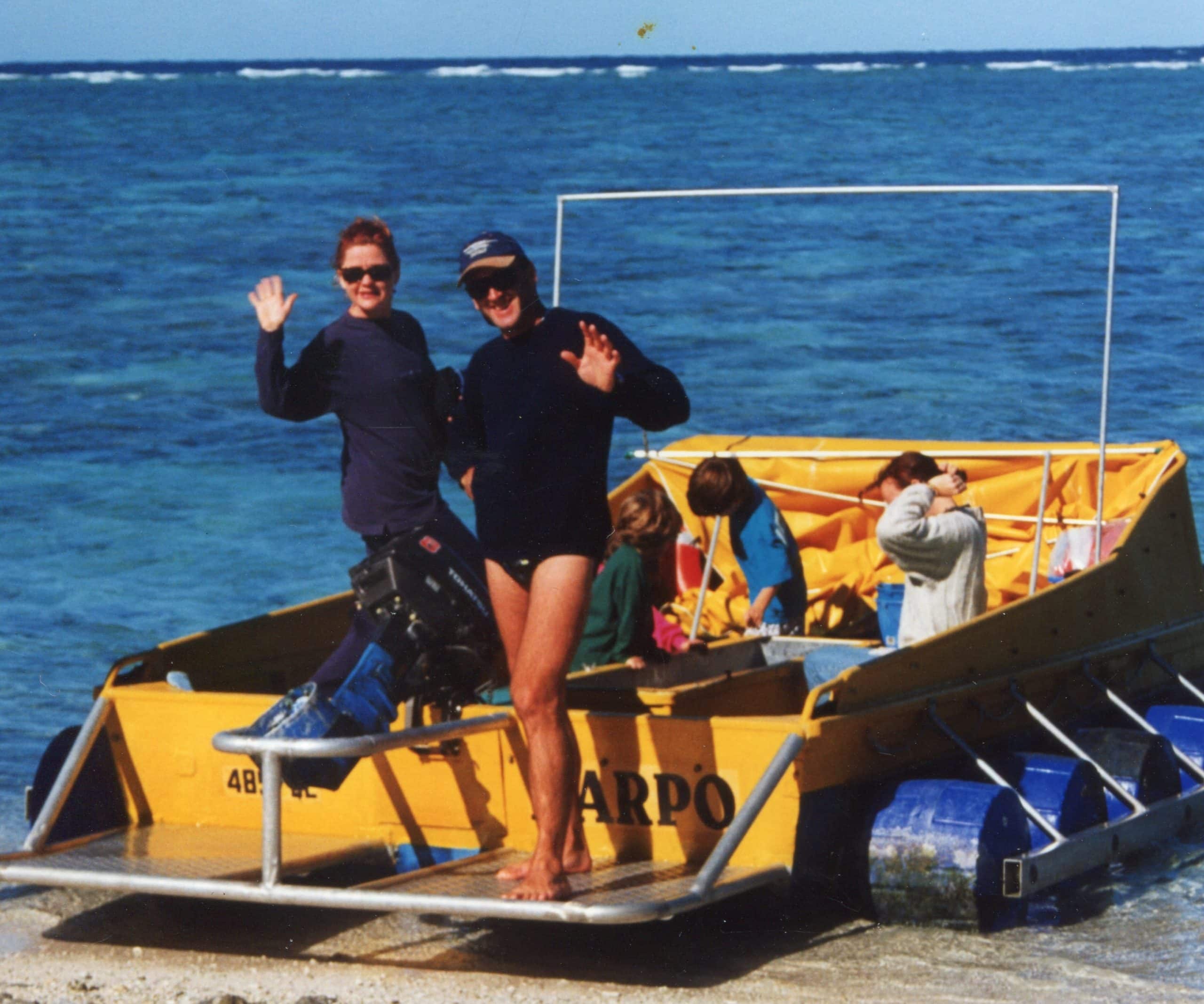 The Gash Family embarking on a snorkel boat circa 2000 